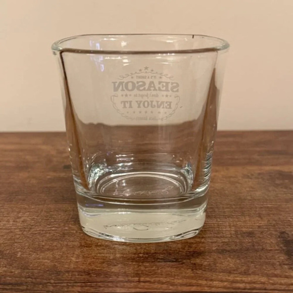 Jack Daniel's Whiskey Glass Square Etched Logo Barware Its a Short Season - Picture 4 of 6